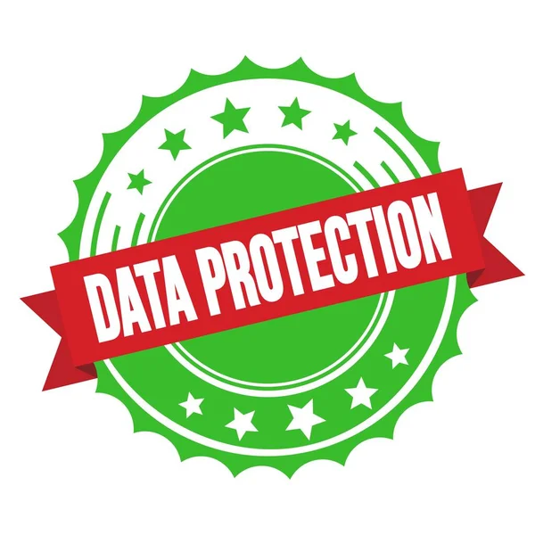 Data Protection Κείμενο Για Κόκκινη Πράσινη Κορδέλα Σήμα Σφραγίδα — Φωτογραφία Αρχείου