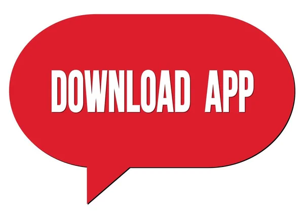 Download App Texto Escrito Selo Bolha Fala Vermelho — Fotografia de Stock