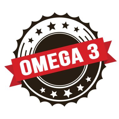 Kırmızı kahverengi rozet damgası üzerine OMEGA 3 metin.