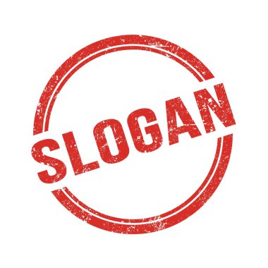 Kırmızı grungy vintage yuvarlak damga üzerine yazılmış SLOGAN metin.