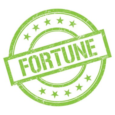 Yeşil yuvarlak vintage kauçuk damgalı FortTUNE metni.