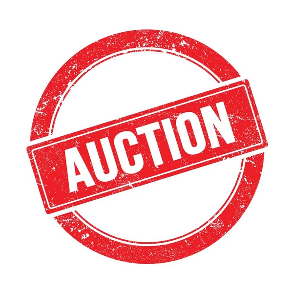 Kırmızı grungy yuvarlak vintage pulu açık arttırma metni.