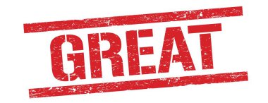 Kırmızı grungy dikdörtgen damga işareti üzerinde harika metin.