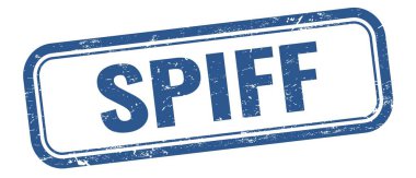 Mavi grungy vintage dikdörtgen damgalı SPIFF metni.