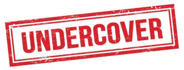 Kırmızı grungy vintage dikdörtgen damgalı UnDERCVER metin.