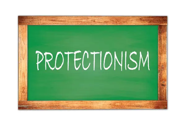 Текст Protectionism Написаний Зеленій Дерев Яній Рамці Шкільної Дошки — стокове фото