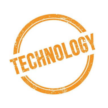 Turuncu grungy vintage yuvarlak damga üzerine yazılmış TECHNOLOGY metin.