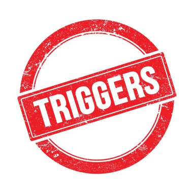 TRIGERS kırmızı grungy yuvarlak vintage pul üzerinde metin.