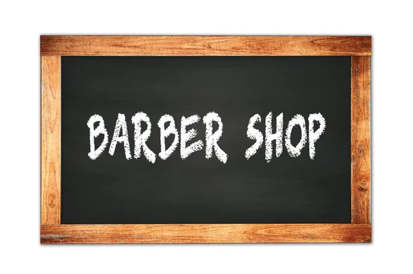 Κείμενο Barber Shop Γραμμένο Μαύρο Ξύλινο Πλαίσιο Σχολείο Πίνακα — Φωτογραφία Αρχείου