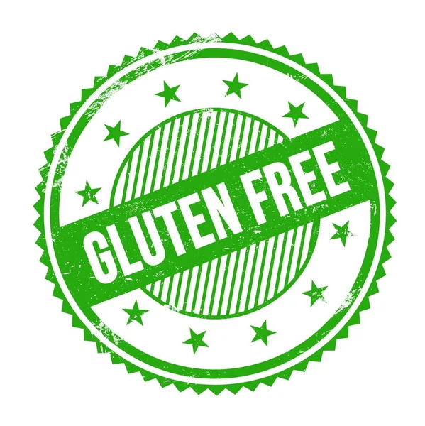 Gluten Free Text Written Green Grungy Zig Zag Borders Stamp — Stock Photo, Image