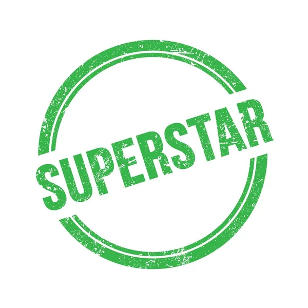 Superstar Texto Escrito Verde Grungy Vintage Ronda Sello —  Fotos de Stock