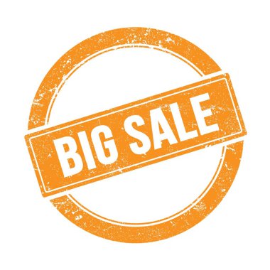 Turuncu grungy yuvarlak vintage pullu BIG satış metni.