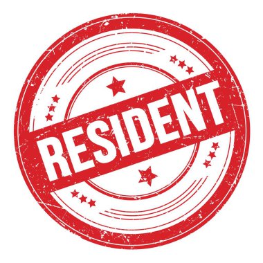 Kırmızı yuvarlak grungy desen damgası üzerinde RESIDENT metin.
