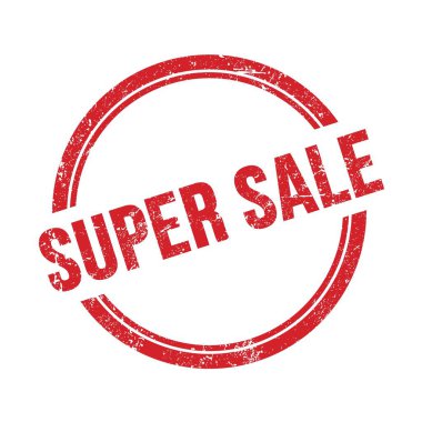 Kırmızı grungy vintage yuvarlak pulla yazılmış süper indirimli metin.