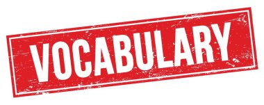 Kırmızı grungy dikdörtgen damga işareti üzerinde VOCABULARY metin.
