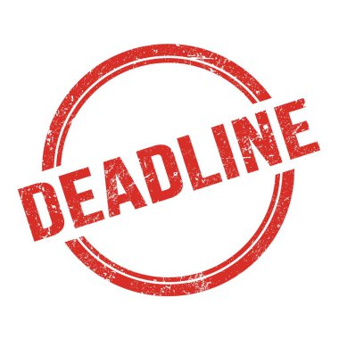 Kırmızı grungy vintage yuvarlak damgalı DeadLINE metni.