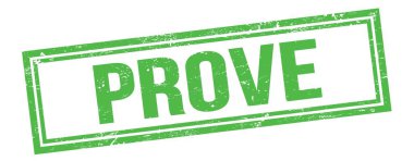 Yeşil grungy vintage dikdörtgen damgası üzerinde ispat metni.