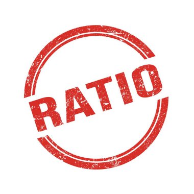 Kırmızı grungy vintage yuvarlak damgalı RATIO metni.