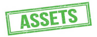 Yeşil grungy vintage dikdörtgen damgalı ASSETS metni.