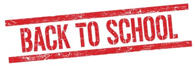 Kırmızı grungy dikdörtgen damga işareti üzerinde Okula Dönüş metni.