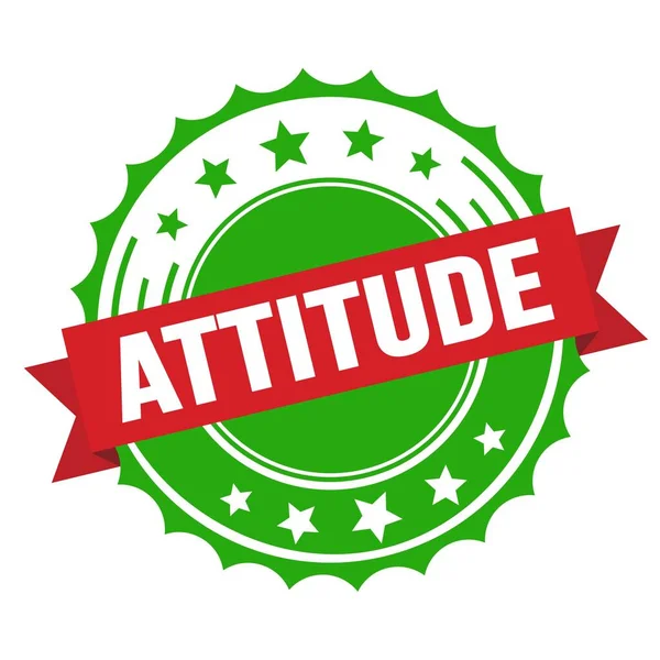 Attitude Text Red Greenリボンバッジスタンプ — ストック写真