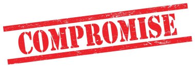 Kırmızı grungy dikdörtgen vintage damga üzerinde COMPROMISE metin.