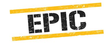 Siyah sarı grungy çizgileri üzerinde EPIC metin işareti.
