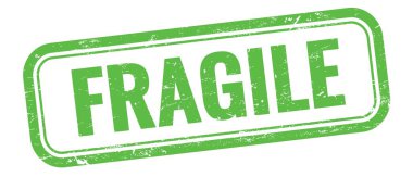 Yeşil grungy vintage dikdörtgen damgalı FRAGILE metin.