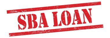 Kırmızı grungy vintage kauçuk damga üzerine SBA kredi metni.