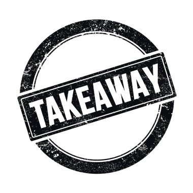 Siyah grungy round vintage pulunda TAKEAways metni.