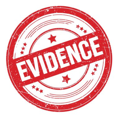 Kırmızı yuvarlak grungy doku damgası üzerine kanıt metni.