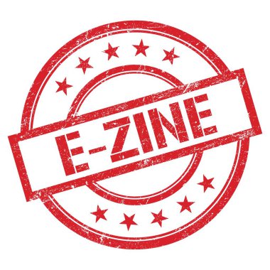 Kırmızı yuvarlak plastik damga üzerine E-ZINE metni.