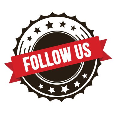 FOLLOW ABD metin kırmızı kahverengi rozet damgası.