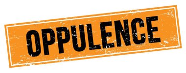 Siyah turuncu grungy dikdörtgen damga işareti üzerine OPPULENCE metni.