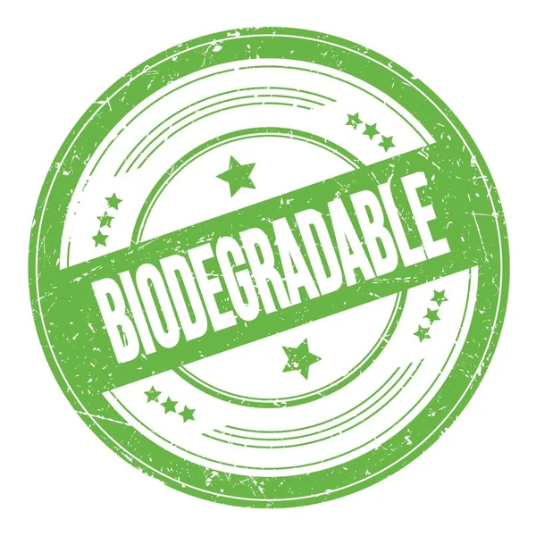 Biodegradable Szöveg Zöld Kerek Grungy Textúra Bélyegző — Stock Fotó