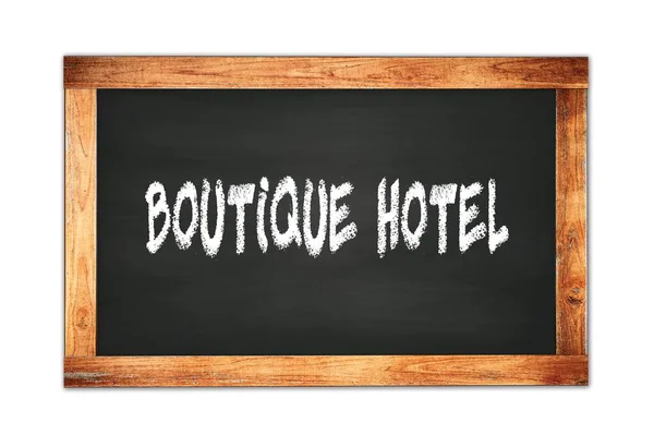 Boutique Hotel Texte Écrit Sur Tableau Noir École Ossature Bois — Photo