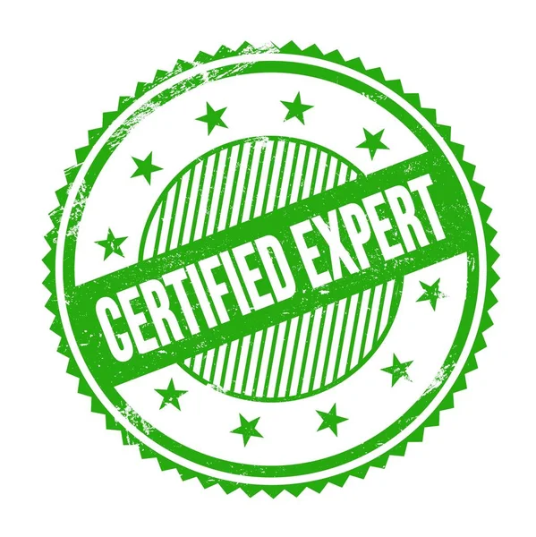 Certificerad Expert Text Skriven Grön Grungy Zig Zag Gränser Rund — Stockfoto