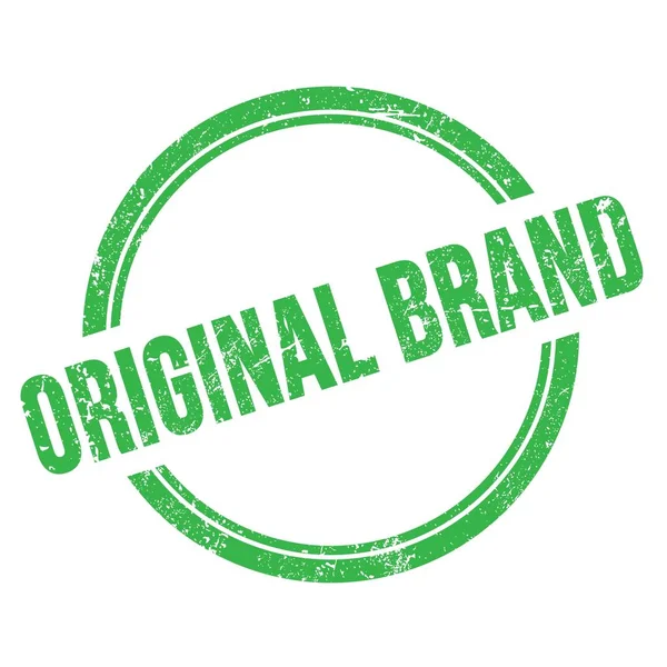 Original Brand Text Skriven Grön Grungy Vintage Runda Stämpel — Stockfoto