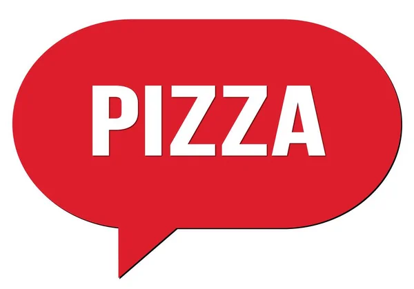 Pizza Tekst Napisany Czerwonym Znaczkiem Bąbelkowym — Zdjęcie stockowe
