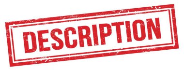 Kırmızı grungy vintage dikdörtgen damgalı DESCRIPTION metin.