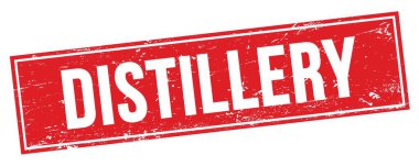 Kırmızı grungy dikdörtgen damga işareti üzerinde diSTILLERY metin.