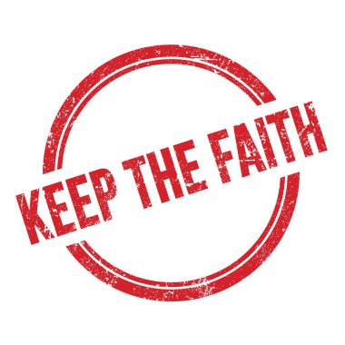 FAITH metnini kırmızı grungy vintage yuvarlak pul üzerine yaz.