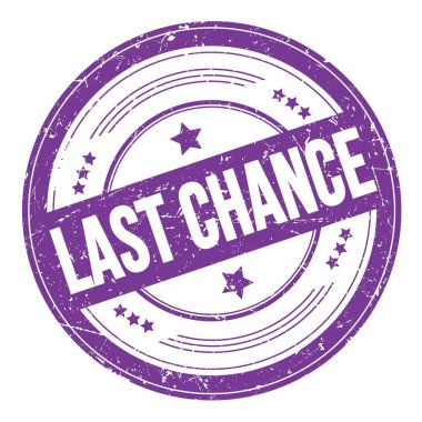 Mor çivit rengi yuvarlak dokuma damgalı son şans metni.