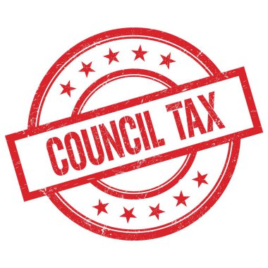 COUNCIL Vergi metni kırmızı yuvarlak plastik damga üzerine yazılmış.