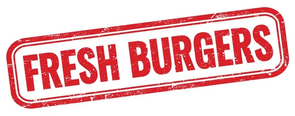 Fresh Burgers Text Red Grungy Vintage Rectangle Stamp — Stock Photo, Image