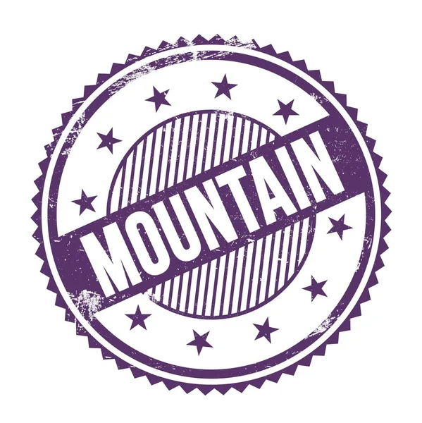 Mountain Texto Escrito Roxo Indigo Grungy Zig Zag Fronteiras Redondo — Fotografia de Stock