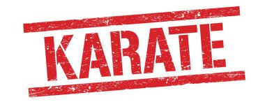 Kırmızı grungy dikdörtgen işareti üzerinde karate metni.