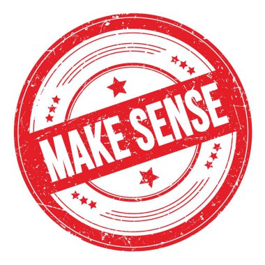 Kırmızı yuvarlak grungy desen damgası üzerine SENSE metni yap.