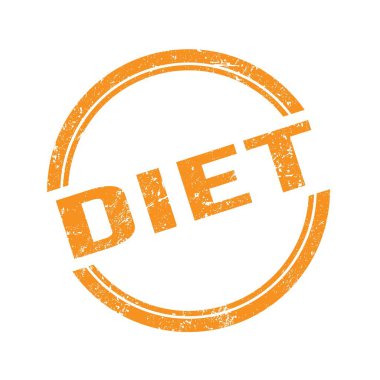 Turuncu grungy vintage yuvarlak damgalı diyet metni.