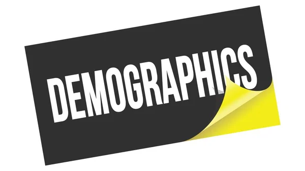Demografías Texto Escrito Sello Adhesivo Amarillo Negro — Foto de Stock
